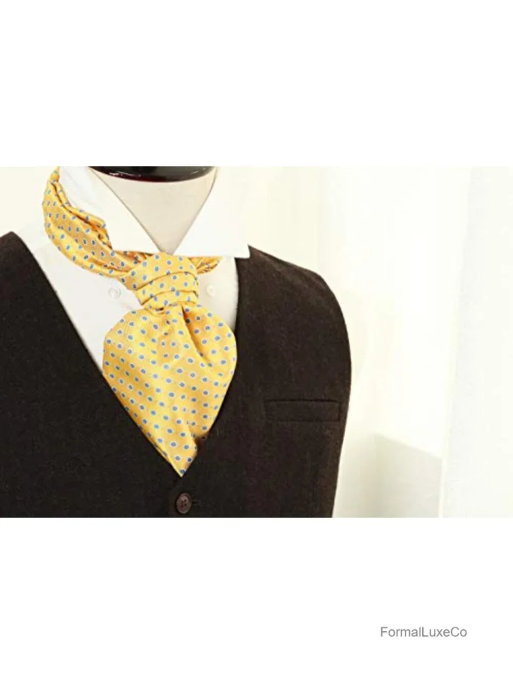 Ascot Tie Set with Pocket Square Floral Silk Blend